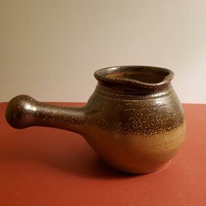 Side Handle Speckled Brown Stoneware Jug - Ray Pottery - Seagrove, N.C.